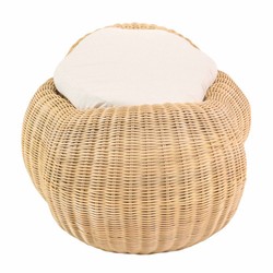Casa Padrino tabouret de luxe naturel 86,5 cm - Repose-pieds en rotin avec coussin