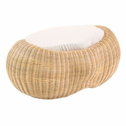 Casa Padrino tabouret de luxe naturel 86,5 cm - Repose-pieds en rotin avec coussin