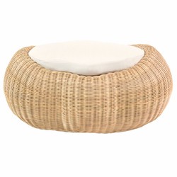 Casa Padrino tabouret de luxe naturel 86,5 cm - Repose-pieds en rotin avec coussin