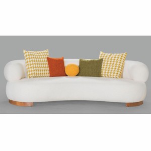 Casa Padrino canapé de luxe blanc / marron 255 cm - Meubles de salon et d'hôtel