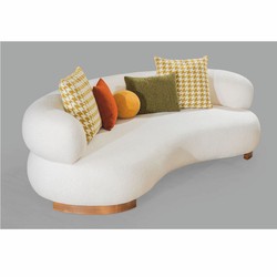 Casa Padrino canapé de luxe blanc / marron 255 cm - Meubles de salon et d'hôtel