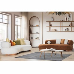 Casa Padrino canapé de luxe blanc / marron 255 cm - Meubles de salon et d'hôtel