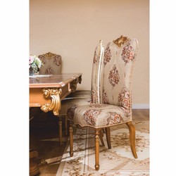 Prunkvoller Luxus Barock Esszimmer Stuhl Braun Gold