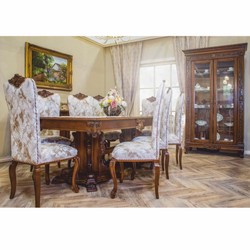 Prunkvoller Luxus Barock Esszimmer Stuhl Braun Gold