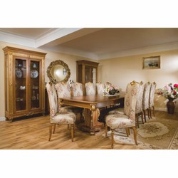 Prunkvoller Luxus Barock Esszimmer Stuhl Braun Gold
