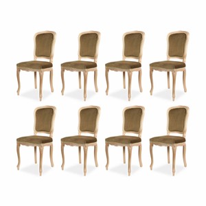 Casa Padrino ensemble de 8 chaises de salle à manger baroque de luxe vert olive / beige H. 100 cm - Meubles baroques
