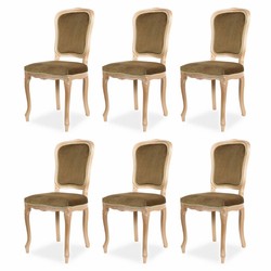 Casa Padrino ensemble de 6 chaises de salle à manger baroque de luxe vert olive / beige H. 100 cm - Meubles baroques