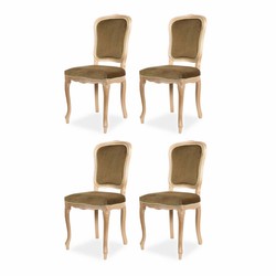 Conjunto de 4 sillas de comedor barrocos de lujo verde oliva beige
