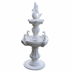 Prunkvoller Barock Brunnen Springbrunnen Gartenbrunnen Delphine Weiß Grau