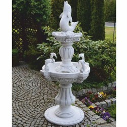 Prunkvoller Barock Brunnen Springbrunnen Gartenbrunnen Delphine Weiß Grau