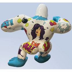 XXL Deko Skulptur Figur Gorilla Affe Weiß Bunt