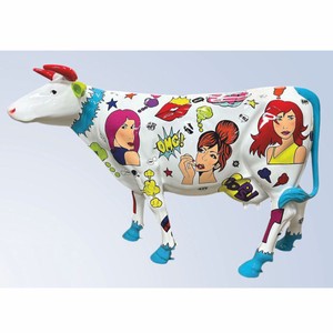 Casa Padrino escultura decorativa XXL vaca blanco / colorido 223 x 70 x A. 147 cm