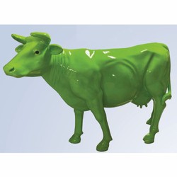 Casa Padrino XXL decorative sculpture cow green 223 x 70 x H. 147 cm - Garden figure