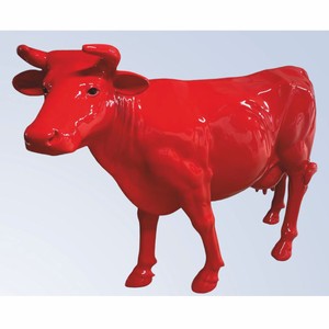 Casa Padrino escultura decorativa XXL vaca rojo 223 x 70 x A. 147 cm - Figura de jardín