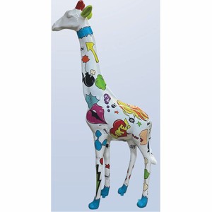 Casa Padrino garden decoration sculpture giraffe white / colorful H. 205 cm - Large garden figure