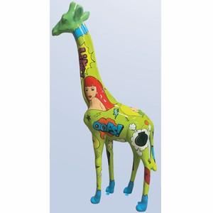 Casa Padrino scultura decorativa da giardino giraffa verde / colorato A. 205 cm - Grande figura da giardino