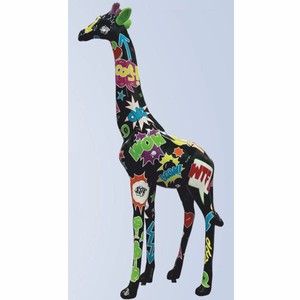 Casa Padrino garden decoration sculpture giraffe black / colorful H. 205 cm - Large garden figure