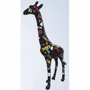 Casa Padrino garden decoration sculpture giraffe black / colorful H. 205 cm - Garden figure