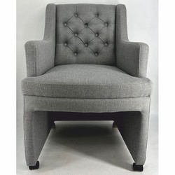 Casa Padrino chaise de salle à manger / chaise de bureau Chesterfield avec accoudoirs et roulettes gris