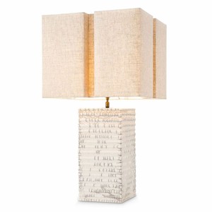 Casa Padrino lampada da tavolo di lusso in ceramica con paralume bianco antico / beige A. 79 cm