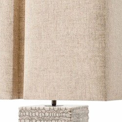 Luxus Keramik Tischleuchte mit Lampenschirm Antik Weiß Beige