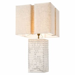 Luxus Keramik Tischleuchte mit Lampenschirm Antik Weiß Beige