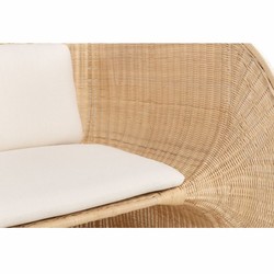 Casa Padrino fauteuil longue de luxe en rotin avec coussins naturel / blanc - Meubles en rotin