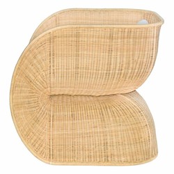 Casa Padrino fauteuil longue de luxe en rotin avec coussins naturel / blanc - Meubles en rotin