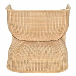 Casa Padrino fauteuil longue de luxe en rotin avec coussins naturel / blanc - Meubles en rotin