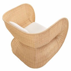 Casa Padrino fauteuil longue de luxe en rotin avec coussins naturel / blanc - Meubles en rotin
