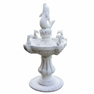 Casa Padrino fontaine baroque dauphins blanc / gris Ø 80 x H. 140 cm