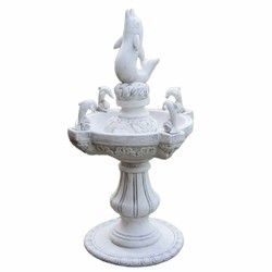 Prunkvoller Barock Brunnen Springbrunnen Gartenbrunnen Delphine Weiß Grau
