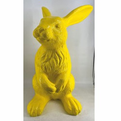 Casa Padrino sculpture décorative XXL lapin jaune H. 120 cm - Figurine de jardin