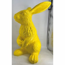 Casa Padrino sculpture décorative XXL lapin jaune H. 120 cm - Figurine de jardin