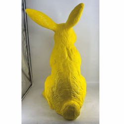 Casa Padrino sculpture décorative XXL lapin jaune H. 120 cm - Figurine de jardin