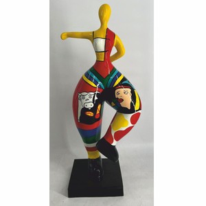 Casa Padrino sculpture décorative femme faisant du sport coloré H. 85 cm - Figure de jardin