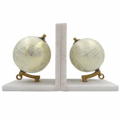 Casa Padrino ensemble de serre-livres en marbre globe blanc / or - Décoration de bureau