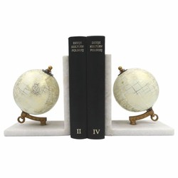 Casa Padrino ensemble de serre-livres en marbre globe blanc / or - Décoration de bureau