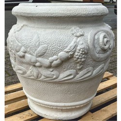 Runder Barock Garten Terrassen Deko Blumentopf Pflanzentopf Grau