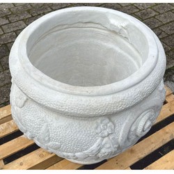 Runder Barock Garten Terrassen Deko Blumentopf Pflanzentopf Grau