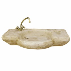 Casa Padrino lavabo da giardino Art Nouveau con rubinetto sabbia / ottone 88 cm