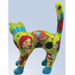 Casa Padrino escultura decorativa XXL gato verde / colorido 114 x A. 148 cm - Figura decorativa