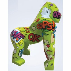 XXL Deko Skulptur Figur Gorilla Affe Grün Bunt