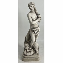 Jugendstil Garten Terrassen Deko Skulptur Mann und Löwe Grau
