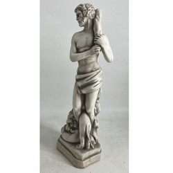 Jugendstil Garten Terrassen Deko Skulptur Mann und Löwe Grau