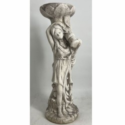 Casa Padrino scultura art nouveau del giardino in cemento donna con vaso di fiori grigio A. 60 cm