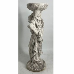 Casa Padrino scultura art nouveau del giardino in cemento donna con vaso di fiori grigio A. 60 cm