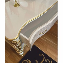 Prunkvoller Luxus Barock TV Schrank Weiß Gold