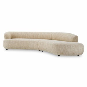 Casa Padrino divano di lusso crema / nero 360 cm - Divano curvo per soggiorno e hotel
