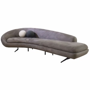 Casa Padrino canapé de luxe gris / noir 300 cm - Canapé incurvé de salon et d'hôtel